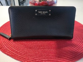 Kate Spade Jeanne Large Continental Wallet Black Leather ZipAround WLRU5586 FS - £61.28 GBP