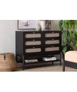 Marzenia Beige Fabric and Black Wood 6-Drawer Dresser - $11,197.28 MXN