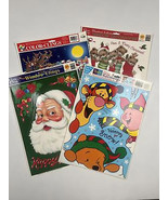 Vtg 90s Christmas Window Cling Decoration Lot - Pooh Bear, Santa, More! - $14.01