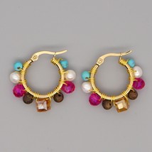 Go2Boho Crystal Earring for Women Boho Jewelry Trendy Natural Stone Pearl Jewell - £7.36 GBP