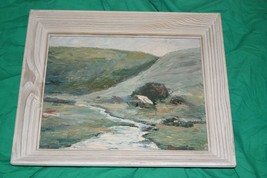 Vtg Impressionism Landscape Painting Oil On Canvas B Casebeer Oklahoma Homestead - £328.11 GBP