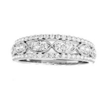 0.50 CT Rond Ancien Moissanite 14K Blanc Plaqué Or Mariage Bande Femme - £369.25 GBP