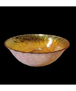 MCM Carnival Glass Basketweave Marigold Orange Luster Bowl 9&quot; - £15.73 GBP