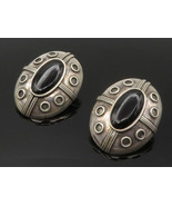 925 Sterling Silver - Vintage Cabochon Cut Black Onyx Dome Drop Earrings... - $1,260.45 MXN