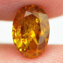 Oval Shape Diamond Natural Fancy Orange Color Real Loose I1 Enhanced 1.23 Carat - £564.31 GBP