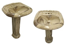 Mexican Talavera Pedestal Sink Handcrafted Ceramic - Marmoleado Cafe - - $16,842.45 MXN