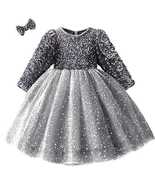 Girls Children Toddler Long Sleeve Sequin Casual Wear Dress_ - £19.98 GBP