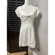 Socialite Womens A Line Dress White Mini Cottagecore Puff Sleeve Cut Out... - $27.69