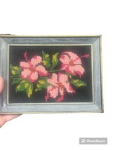 Floral Framed Needlepoint Handmade Picture  - £22.42 GBP