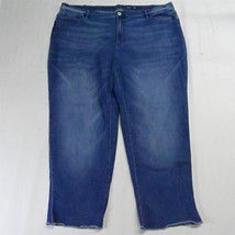 J.Jill 28W High Rise Straight Leg Raw Hem Dark Wash Stretch Denim Womens Jeans - $37.49