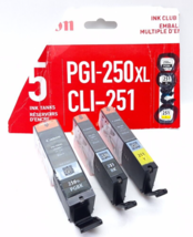 Canon PGI 250XL Black+ CLI 251 Yellow Lot 3 New Genuine OEM - €19,58 EUR