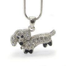 Crystal Puppy Pendant Necklace White Gold - £10.46 GBP