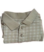 Eddie Bauer Polo Shirt Mens Large LOOSE Beige Short Sleeve Cotton Check ... - $32.87 CAD