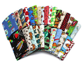 10 Fat Quarters - Assorted Bugs Insects Creepy Crawlies Beetles Moths M229.05 - £31.21 GBP