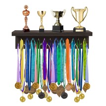 Medal Holder Display Trophy Shelf Organizer,Sturdy Wooden Medal Trophy H... - $51.99