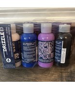 NEW 4 FolkArt Drizzle Fluid Pouring Acrylic Paint White, Blue, Purple &amp; ... - $47.90 CAD
