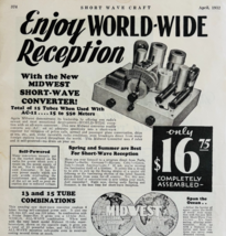 1932 Midwest Radio Corp Short Wave Converter Advertisement World Wide DWP9A - $465.49 MXN