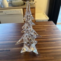 Vtg 8” Toscany 24% Lead Crystal Solid Art Glass Christmas MCM Tree Figurine  - £22.42 GBP