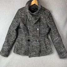 H&amp;M Peacoat Jacket Womens Size 8 Tweed Plaid Winter Casual Double Breasted - £23.94 GBP
