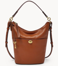 Fossil Talulla Small Hobo Bag Brown Leather SHB3034213 Brandy NWT $230 Retail FS - $117.79