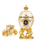 Royal Imperial White Faberge Egg Replica : 6.6 inch + White Carriage by ... - £51.79 GBP