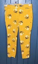 Old Navy Mustard Yellow Floral Cropped Skinny Pixie Pants Fits 4 6 - £6.96 GBP