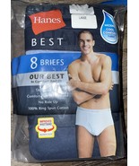 Hanes Best ~ 8-Pair Mens Full Cut Briefs Underwear Cotton ~ L (36-38) - $39.59