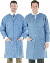Medium/Large SMS 45 GSM Medical Disposable Lab Coat Gown Blue 2 pockets - £71.21 GBP+