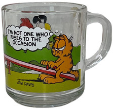 VTG 1978 Clear Coffee Mug Tea Cup McDonald&#39;s Garfield Odie I’m Not One Who Rises - £7.02 GBP