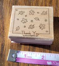 Stampin Up Autumn Fall Leaves Acorn Thank You Wood Mounted Rubber Stamp - £3.94 GBP