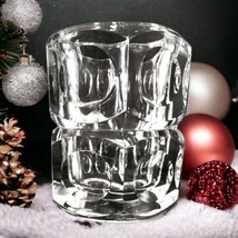 Elements Crystal Vase Candle Holder Clear Icy Heavy Thick Geometric Bohemian Vtg - £23.66 GBP