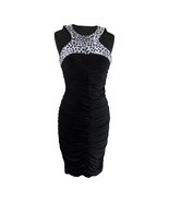 CACHE Black Animal Bodycon Sequin Ruched Evening Event Dress Sz 6 S New ... - $108.32 CAD