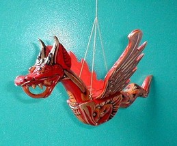 Dragon Bali Naga Flying Hanging  Large 16&quot; made in Bali wood RED  - £67.01 GBP