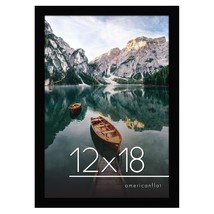 12X18 Black Picture Frame - Engineered Wood With Shatter Resistant Glass - Horiz - £26.73 GBP