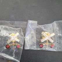 New Two Vest Hat Brass Pin Railroad Crossing Line Southern Pacific Logo - $12.86