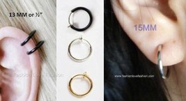 Women&#39;s,Men&#39;s Clip On Hoop Earrings Silver or Gold,1/2&quot; (13mm) or 5/8&quot; (... - $2.93+