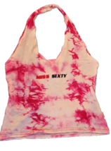 Vintage Y2K Miss Sixty Top White Pink Tie Dye Sleeveless Top Open back - £71.11 GBP