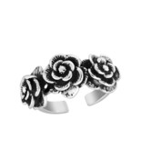 Sweet Triple Eternal Rose Flower Adjustable Sterling Silver Ring-7 - £17.43 GBP