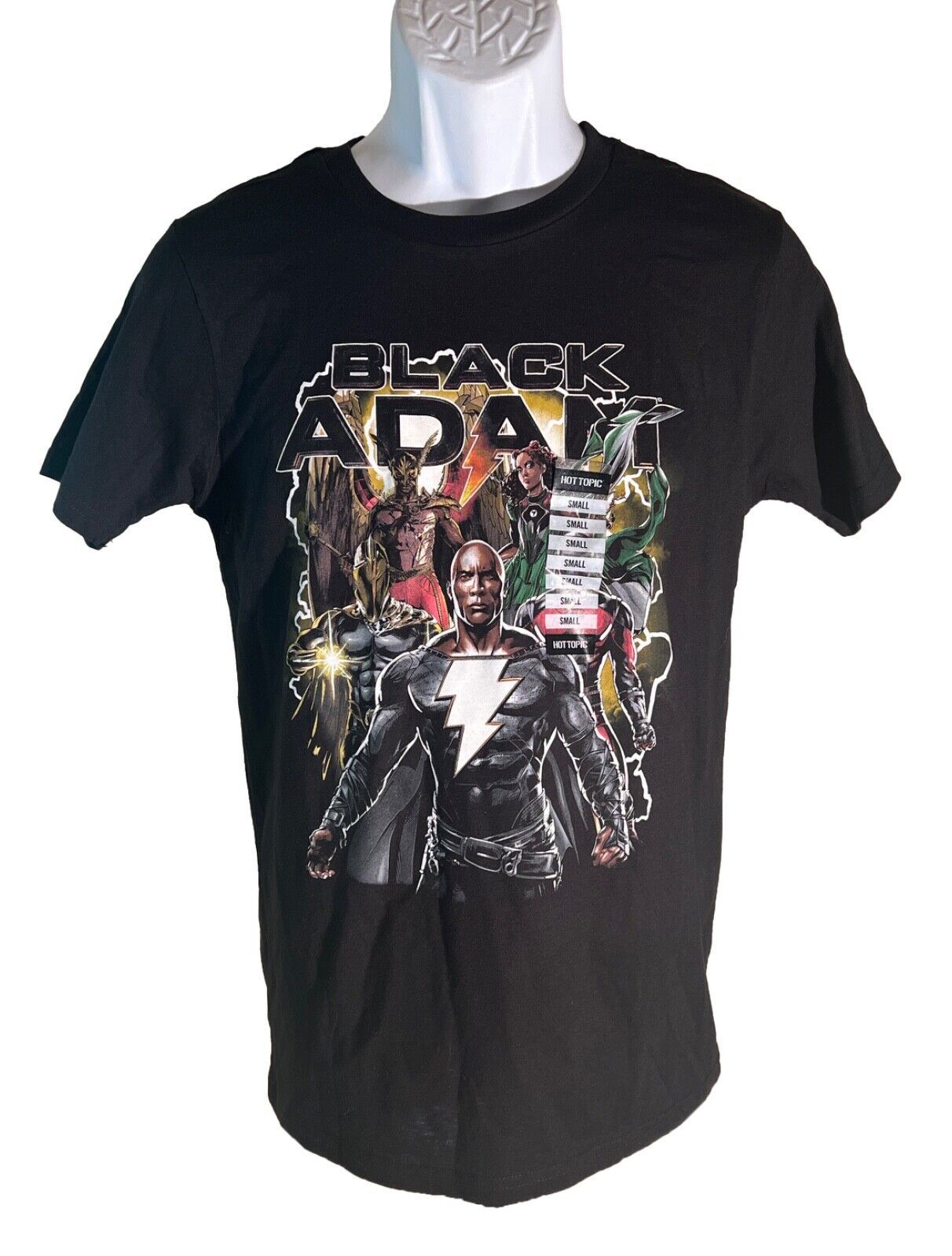 BLACK ADAM HOT TOPIC Shirt Sleeve Black Cotton T-Shirt Small - $15.83