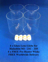 4 x Glass Lens Globe for Bialaddin E41  M1  21C  305 4 x FREE Pre Heater Wicks - $88.11