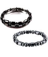 2 pcs Hematite Bracelet Hematite Metal Magnetic Therapy Bracelets for Ar... - £25.71 GBP