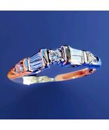 Earth mined Diamond Wedding Band Stack Design 14k White Gold Ring Guard ... - $29,984.75 MXN