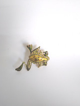 Vintage Signed LC Liz Claiborne Enamel Rhinestone Frog Animal Brooch Pin - £11.68 GBP