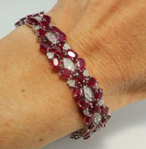 Not Scrap Natural Rubies Ruby Diamond 14K Bracelet + Gem Report, Offer !!! - £13,597.16 GBP