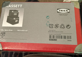 IKEA KASSETT Black Storage Box w/Lid 2Pack 26x22x15 cm &amp; 10-1/4x8-1/2x6 ... - $31.21