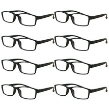 8 Packs Mens Womens Rectangle Frame Reading Glasses Classic Style Black Readers - £9.98 GBP