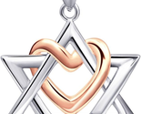 Mothers Day Gift for Mom Wife, 925 Silver Star of David Pendant with Ros... - $45.13