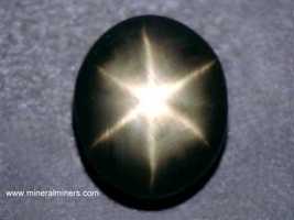 Collector Black Star Sapphire Gem, 6 Ray Star Untreated Black Sapphire, ... - $1,390.00