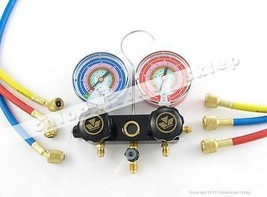 2-way aluminum manifold - piston valves + 3 hoses 150cm - Mastercool 93661-EB - $232.60