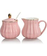 SWEEJAR Porcelain Royal Pink Sugar Creamer Set 3-Pc Lid Spoon Kitchen Gi... - €33,21 EUR